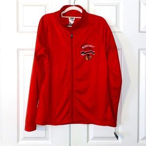 NWT Women's Official NHL Blackhawks Hockey Zip Up Track Jacket Style XL Red